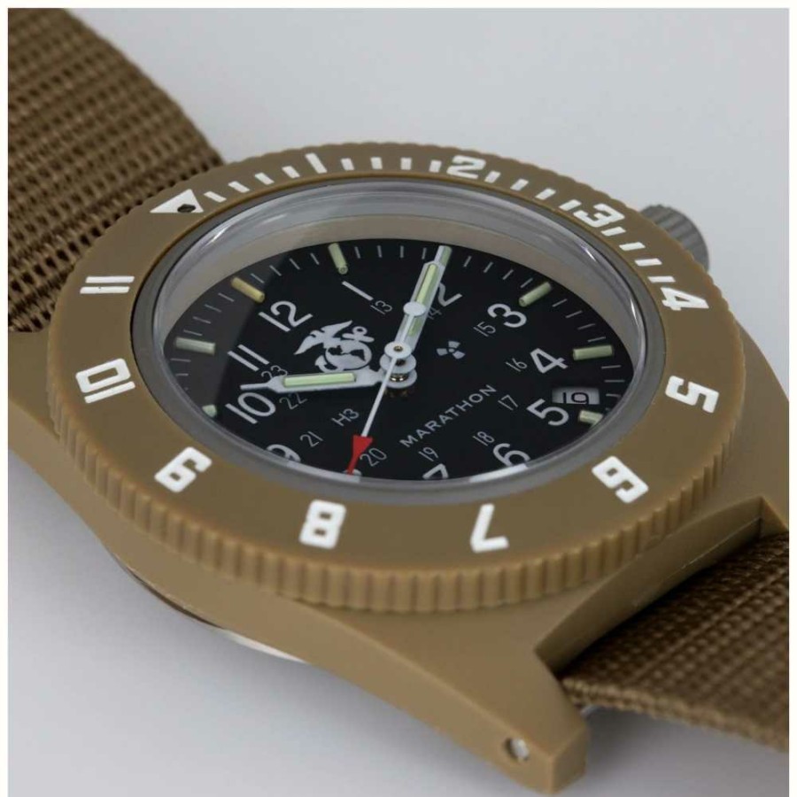 Men'S Marathon | Marathon Official Usmc Desert Tan Pilot'S Navigator With Date | Ballistic Nylon Strap