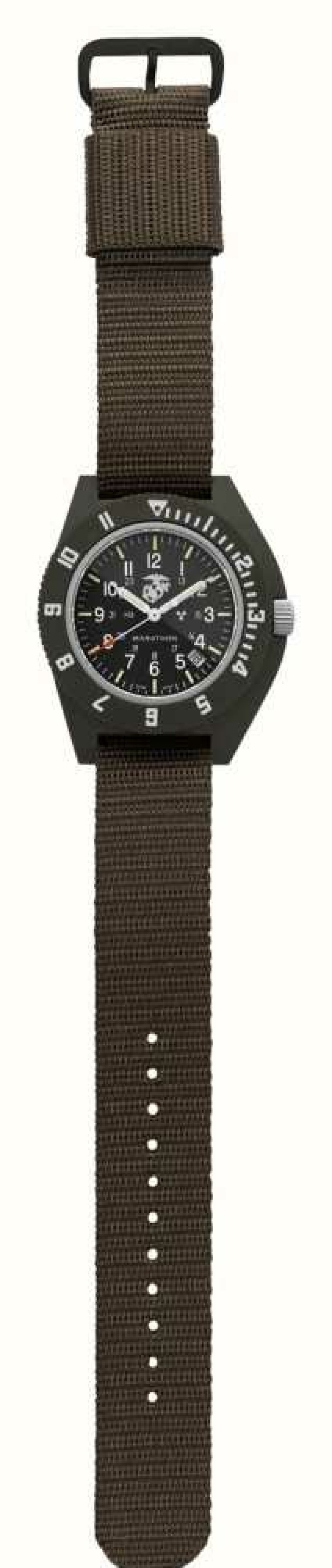 Men'S Marathon | Marathon Official Usmc Sage Green Pilot'S Navigator With Date | Ballistic Nylon Strap