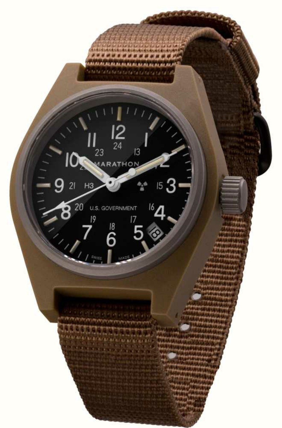 Men'S Marathon | Marathon Desert Tan General Purpose Quartz With Date (Gpq) - 34Mm