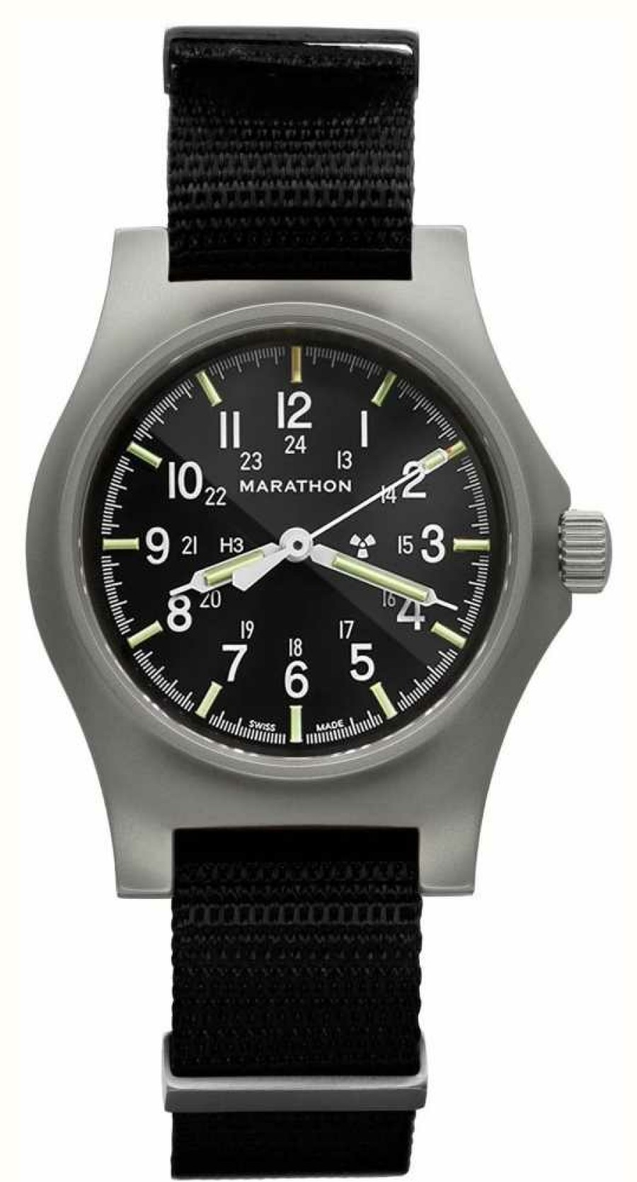 Men'S Marathon | Marathon Re-Issue Stainless Steel Gp Quartz With Date (Gpq) | 39Mm | Ballistic Nylon Strap