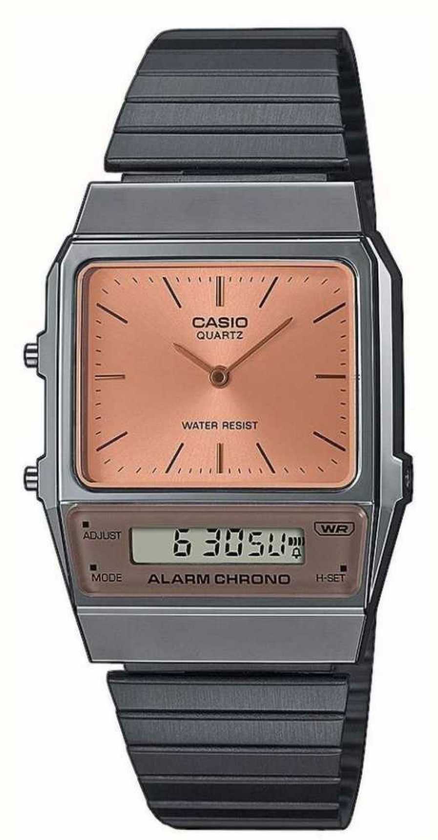 Women'S Casio | Casio Vintage | Orange Dial | Black Ip Stainless Steel Bracelet