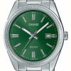 Women'S Casio | Casio Analogue Quartz Stainless Steel Green Dial