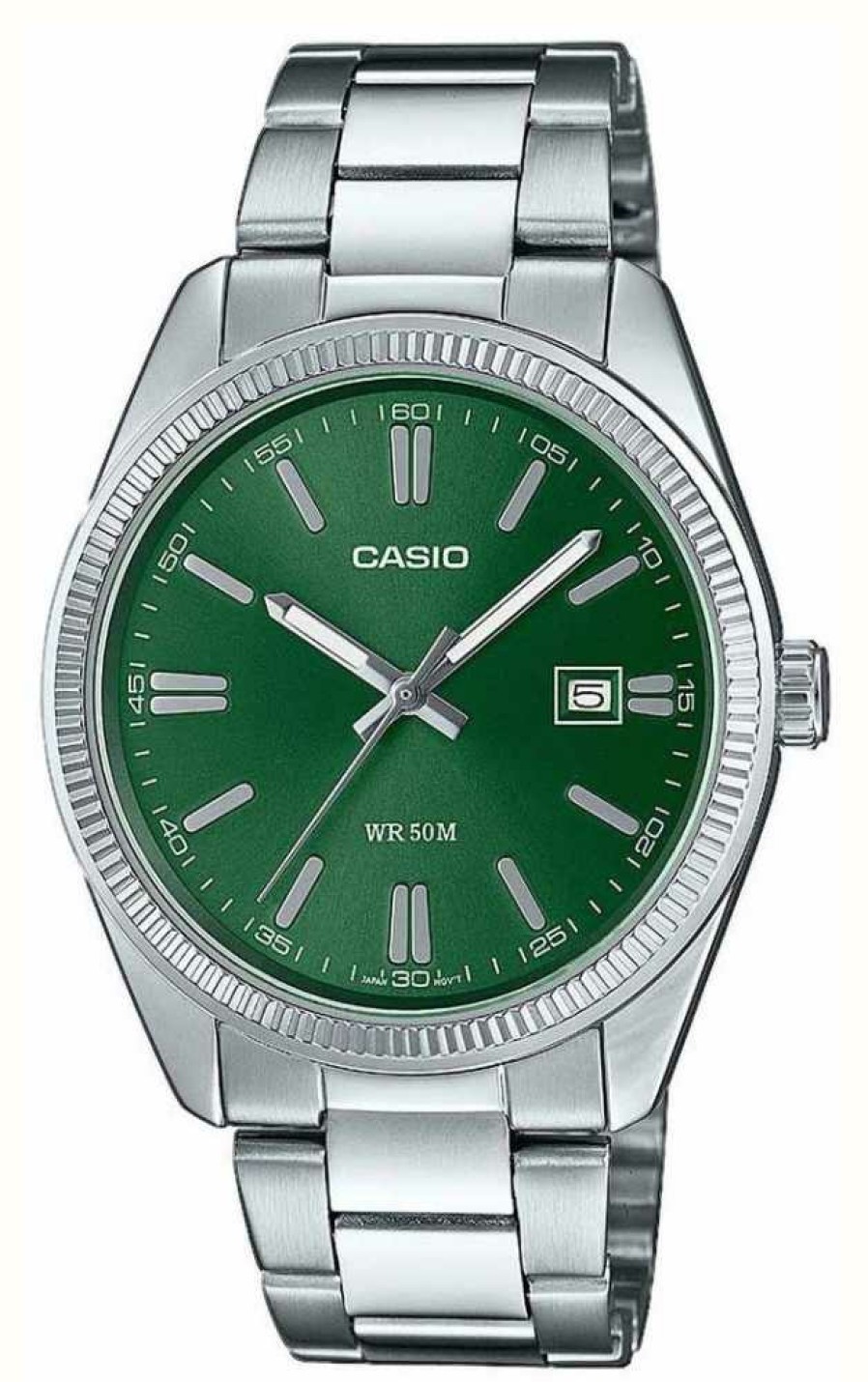 Women'S Casio | Casio Analogue Quartz Stainless Steel Green Dial