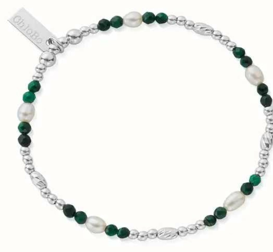 Jewelry ChloBo Jewellery | Chlobo Inner Wisdom Bracelet | Sterling Silver | Pearl And Malachite