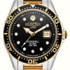 Men'S Roamer | Roamer Rockshell Scuba | Black Dial | Two Tone Stainless Steel Bracelet