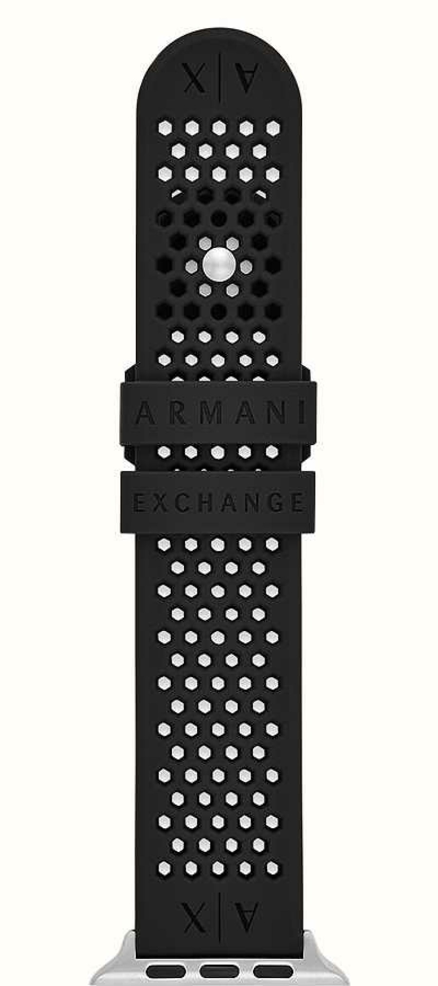 Men'S Armani Exchange | Armani Exchange Apple Watch Strap (42/44/45Mm) Black Silicone