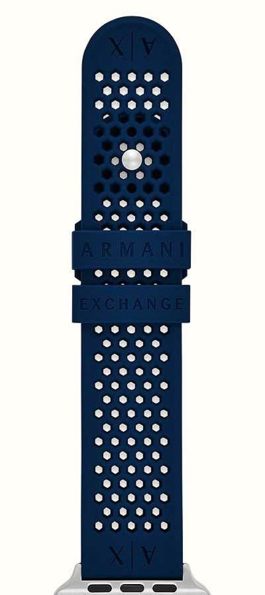 Men'S Armani Exchange | Armani Exchange Apple Watch Strap (42/44/45Mm) Blue Silicone