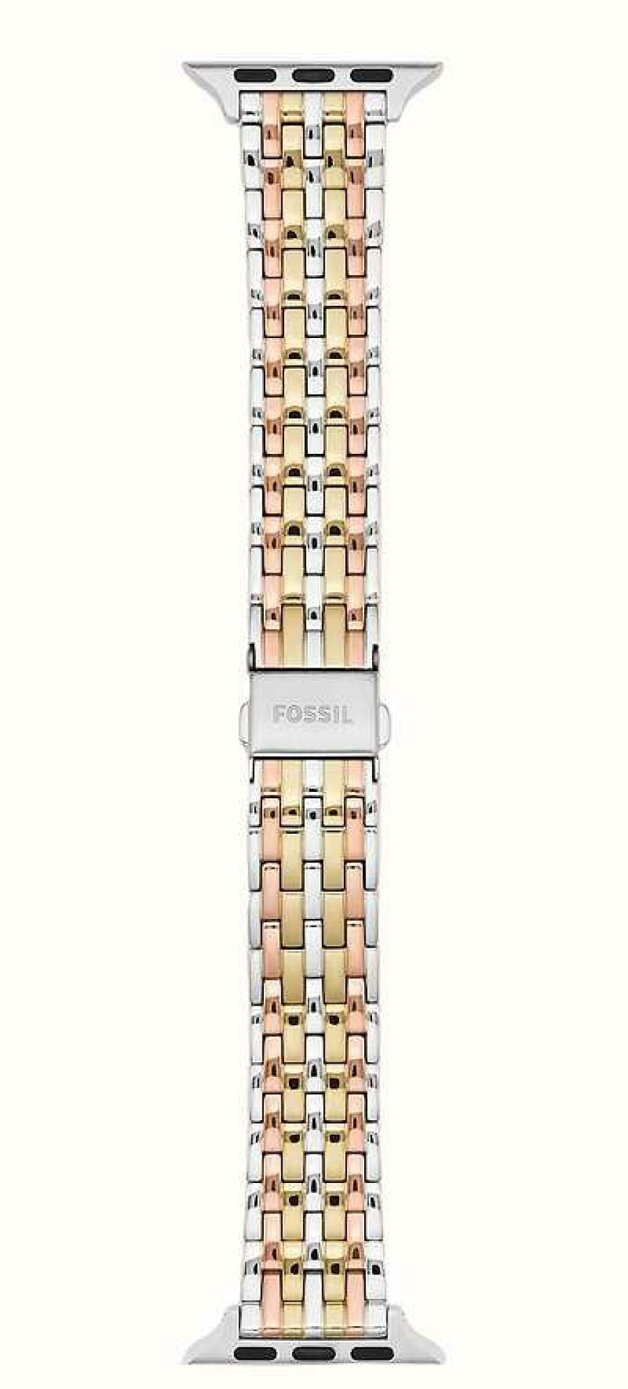 Men'S Fossil | Fossil Apple Watch Strap (38/40/41Mm) Tri-Tone Stainless Steel