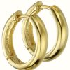 Jewelry Elements Silver | Elements Silver Gold Plated Sterling Silver Polished Hoops 16Mm