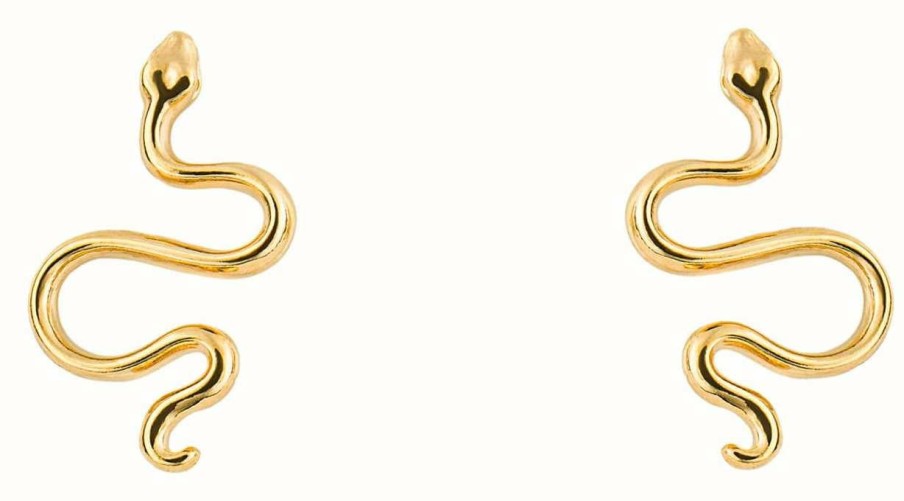 Jewelry Elements Silver | Elements Silver Gold Plated Sterling Silver Snake Stud Earrings