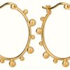 Jewelry Elements Silver | Elements Silver Gold Plated Sterling Silver Bead Decorated Hoop Earrings