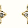 Jewelry Elements Silver | Elements Silver Gold Plated Sterling Silver Mini Cubic Zirconia Flower Studs