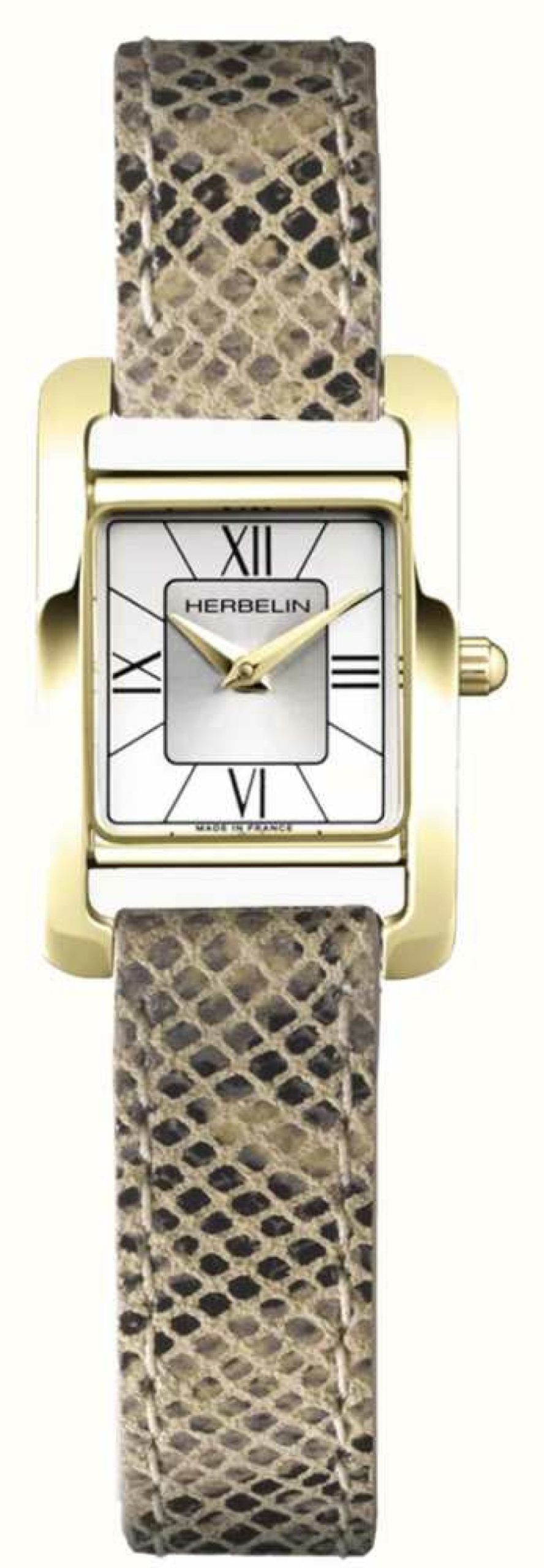 Women'S Herbelin | Herbelin V Avenue | Silver Rectangle Dial | Leather Snake Strap