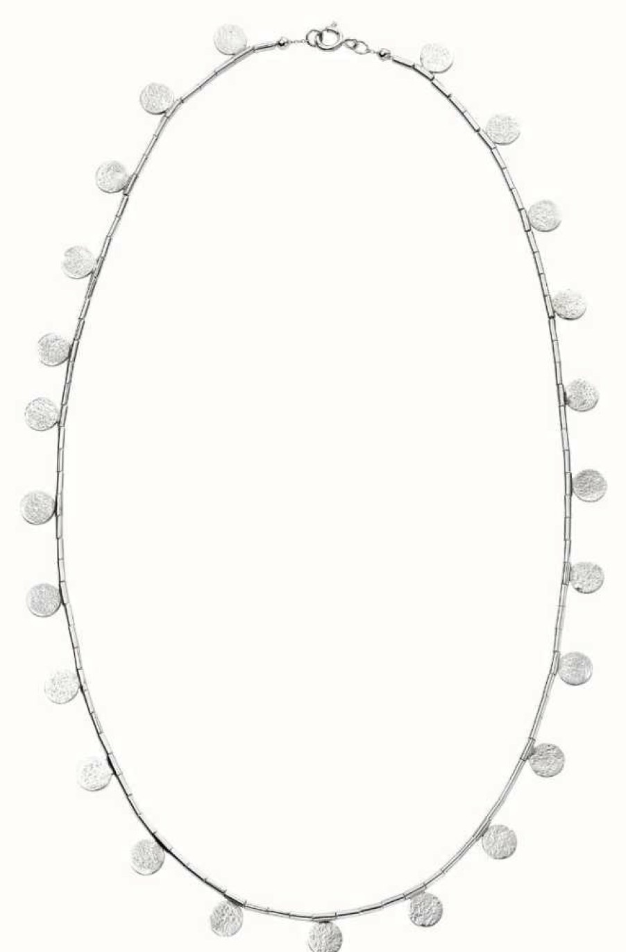 Jewelry Elements Silver | Elements Silver Sterling Silver Multi Bead Textured Disc Necklace