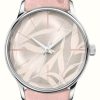 Women'S Junghans | Junghans Meister Automatic Damen Pink Patterned Dial Pink Leather Strap