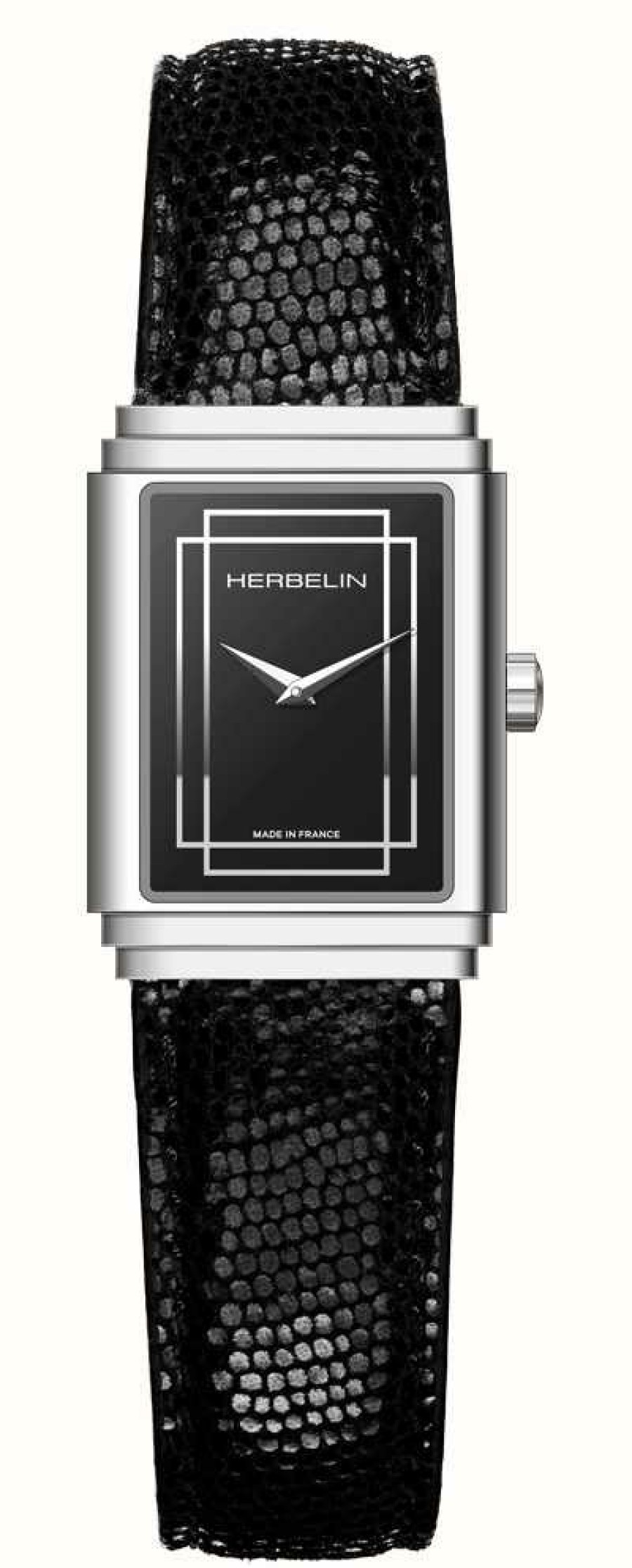 Women'S Herbelin | Herbelin Art Deco Empire Acier Black Leather