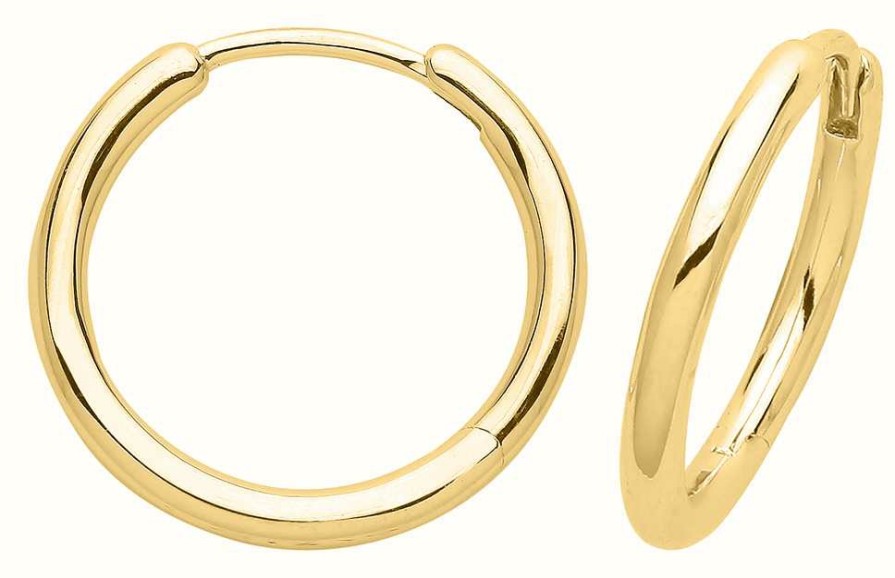 Jewelry James Moore | James Moore Th Gold Plated Silver Clicker Hoop Earrings 16Mm