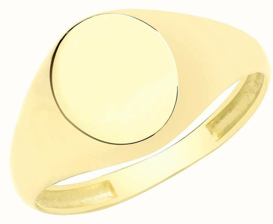 Jewelry James Moore | James Moore Th 9Ct Yellow Gold Oval Hollowed Signet Ring Size K