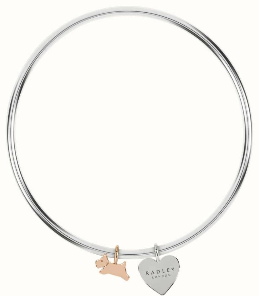 Jewelry Radley Jewellery | Radley Jewellery Women'S Bangle | Silver And Rose Gold Tone | Dog And Heart Charms