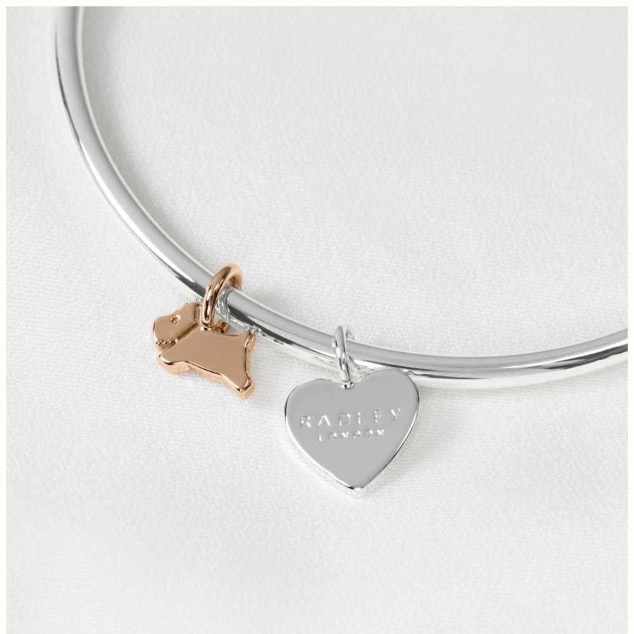 Jewelry Radley Jewellery | Radley Jewellery Women'S Bangle | Silver And Rose Gold Tone | Dog And Heart Charms