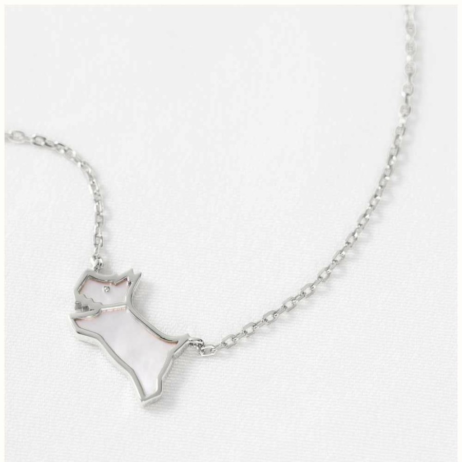 Jewelry Radley Jewellery | Radley Jewellery Mother-Of-Pearl Dog Pendant Necklace | Silver Tone