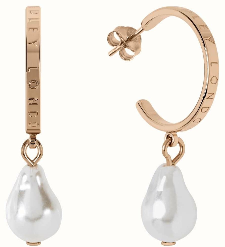 Jewelry Radley Jewellery | Radley Jewellery Provence Street | Rose Gold Tone | Pearl Drop Hoop Earrings