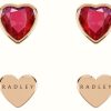 Jewelry Radley Jewellery | Radley Jewellery Esher Street | Twin Pack Stud Heart Earrings | Rose Gold Tone | Red Stone