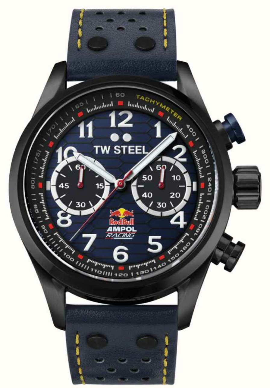 Men'S TW Steel | Tw Steel Red Bull Ampol Racing Chronograph (48Mm) Blue Dial / Blue Italian Leather Racing Strap