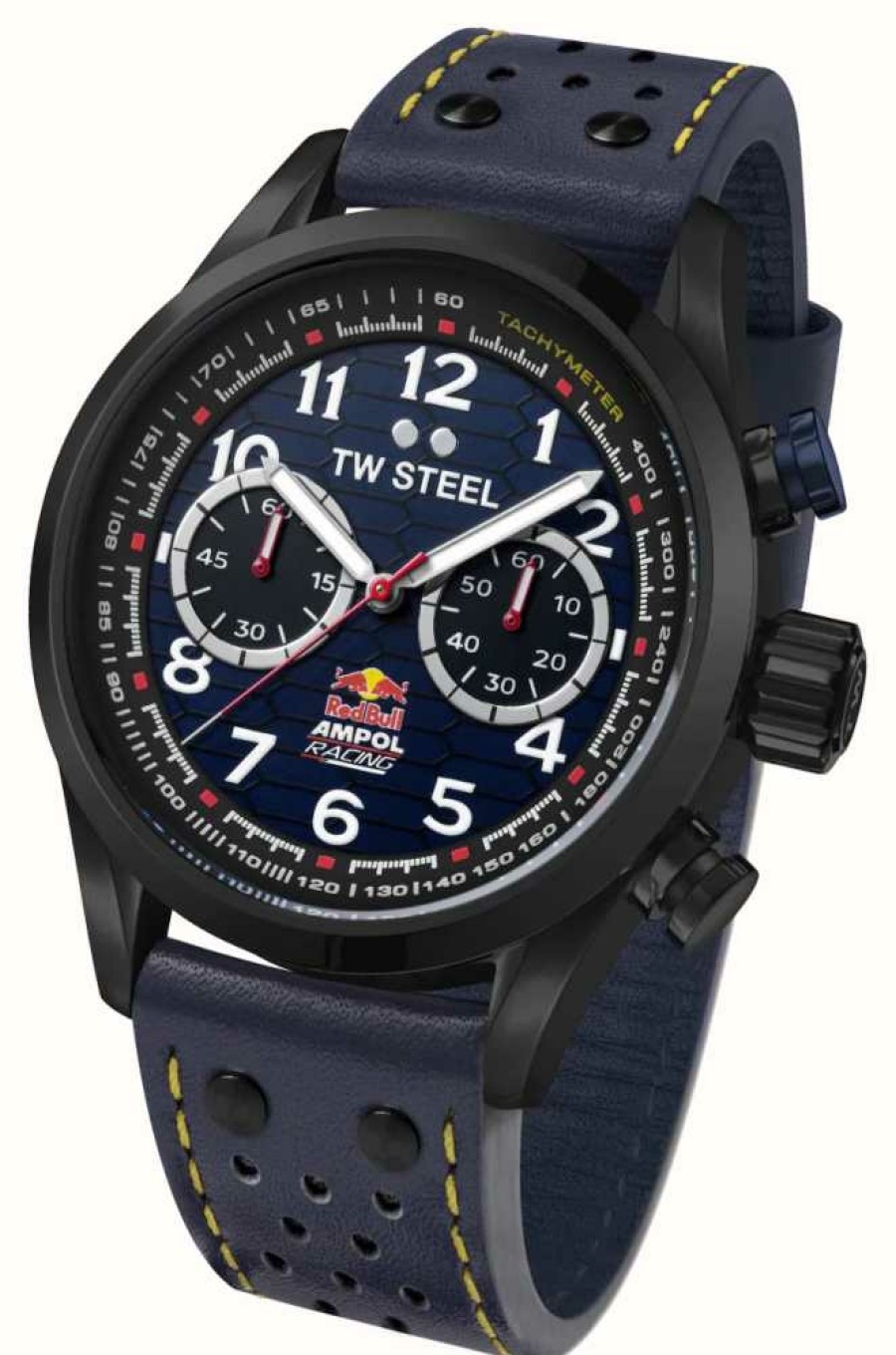 Men'S TW Steel | Tw Steel Red Bull Ampol Racing Chronograph (48Mm) Blue Dial / Blue Italian Leather Racing Strap