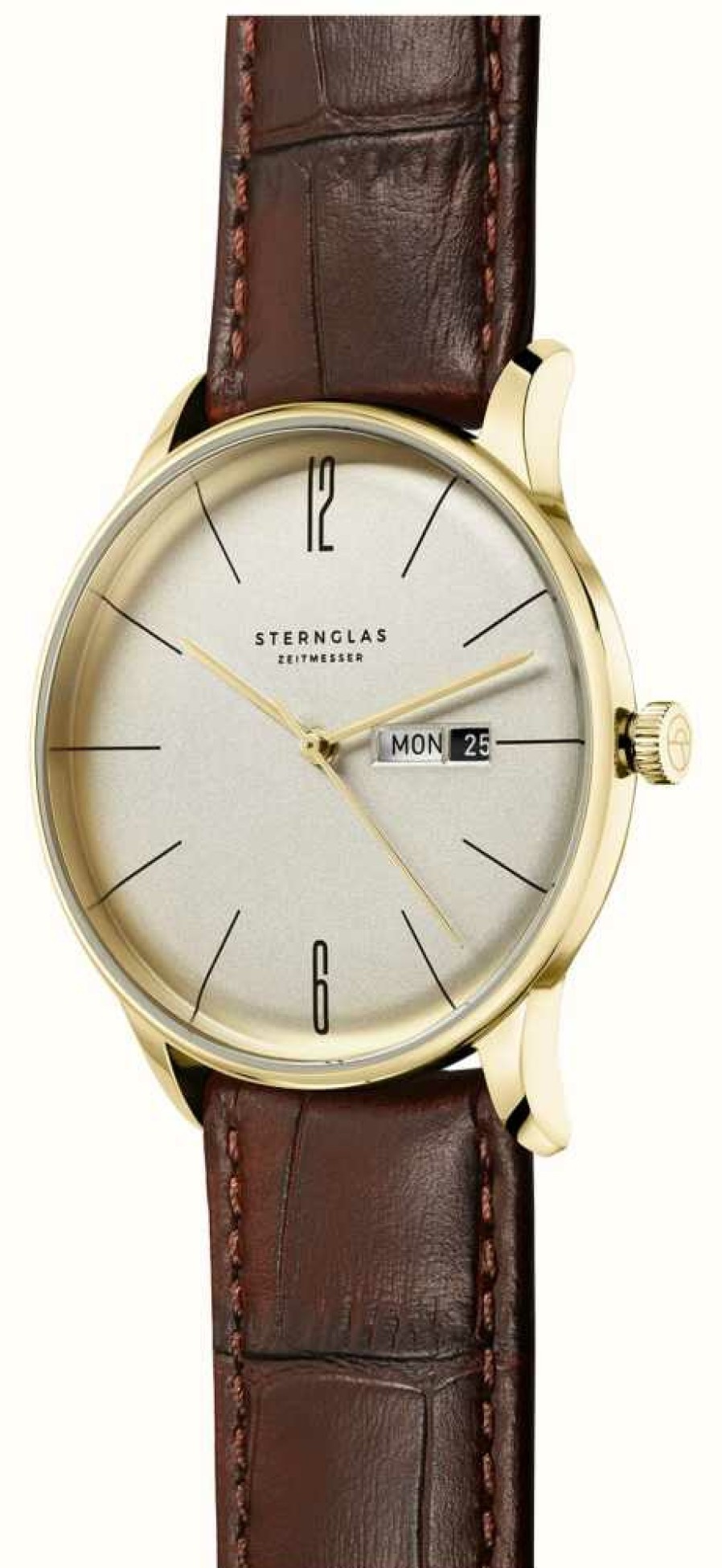 Men'S STERNGLAS | Sternglas Berlin Quartz (38Mm) Sepia Gold Dial / Brown Leather