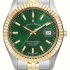 Women'S Jacques Du Manoir | Jacques Du Manoir Inspiration | Business | 40Mm | Green Dial | Two Tone Steel