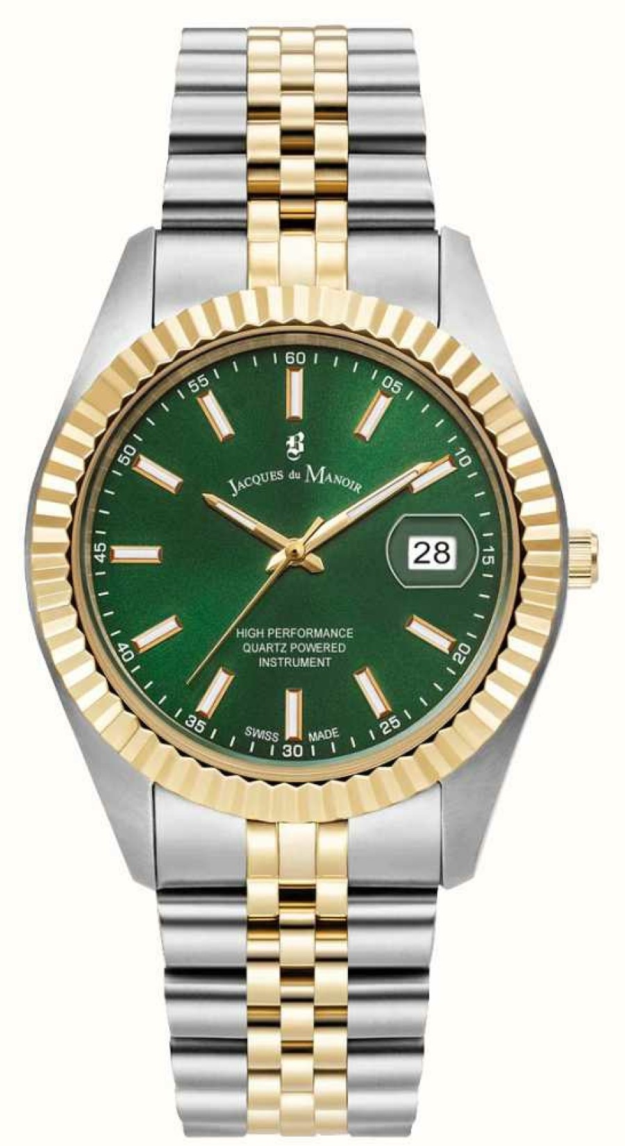 Women'S Jacques Du Manoir | Jacques Du Manoir Inspiration | Business | 40Mm | Green Dial | Two Tone Steel