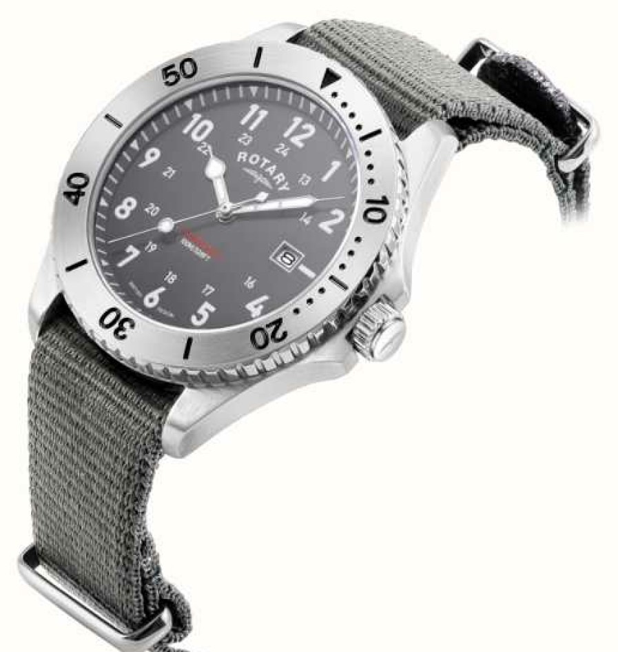 Men'S Rotary | Rotary Men'S Commando | Grey Dial | Grey Nato Strap