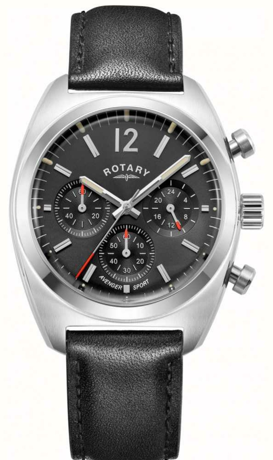 Men'S Rotary | Rotary Men'S Avenger Sport | Chronograph | Black Dial | Black Leather Strap