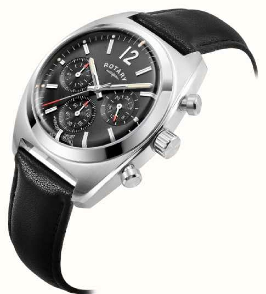 Men'S Rotary | Rotary Men'S Avenger Sport | Chronograph | Black Dial | Black Leather Strap