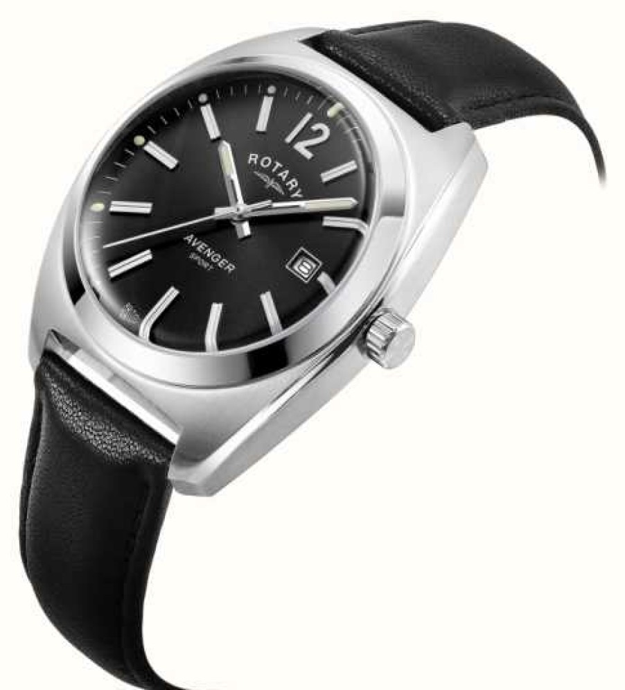 Men'S Rotary | Rotary Men'S Avenger Sport | Black Dial | Black Leather Strap