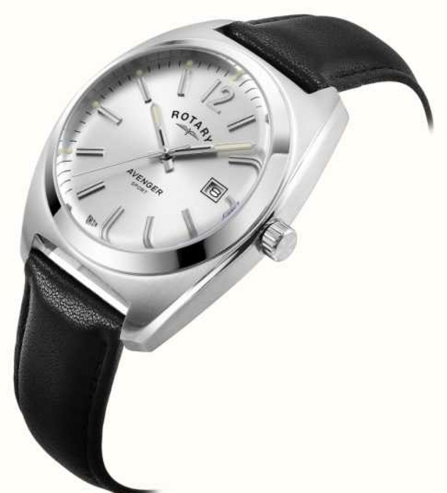 Men'S Rotary | Rotary Men'S Avenger Sport | Silver Dial | Black Leather Strap