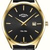 Men'S Rotary | Rotary Men'S Ultra Slim | Black Dial | Black Leather Strap