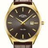 Men'S Rotary | Rotary Men'S Ultra Slim | Brown Dial | Brown Leather Strap