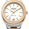 Women'S Rotary | Rotary Women'S Kensington | White Dial | Two Tone Rose Gold Stainless Steel Bracelet