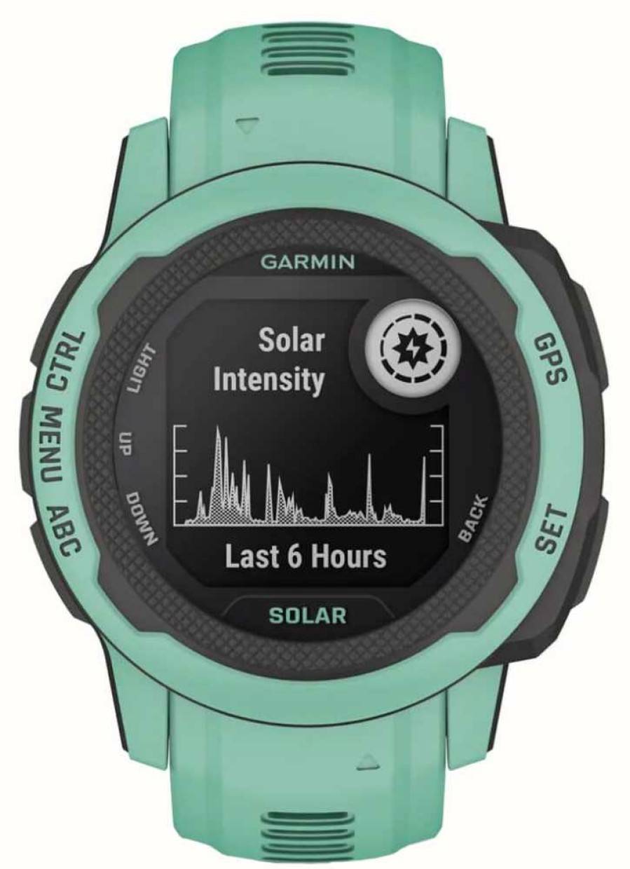 Men'S Garmin | Garmin Instinct® 2S Solar | Neo Tropic | Green Silicone Strap