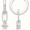 Jewelry James Moore | James Moore Th Silver Rhodium Plated Paper Clip Cubic Zirconia Drop Huggie Hoop Earrings