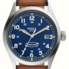 Men'S Fossil | Fossil Defender | Blue Dial | Brown Eco Leather Strap