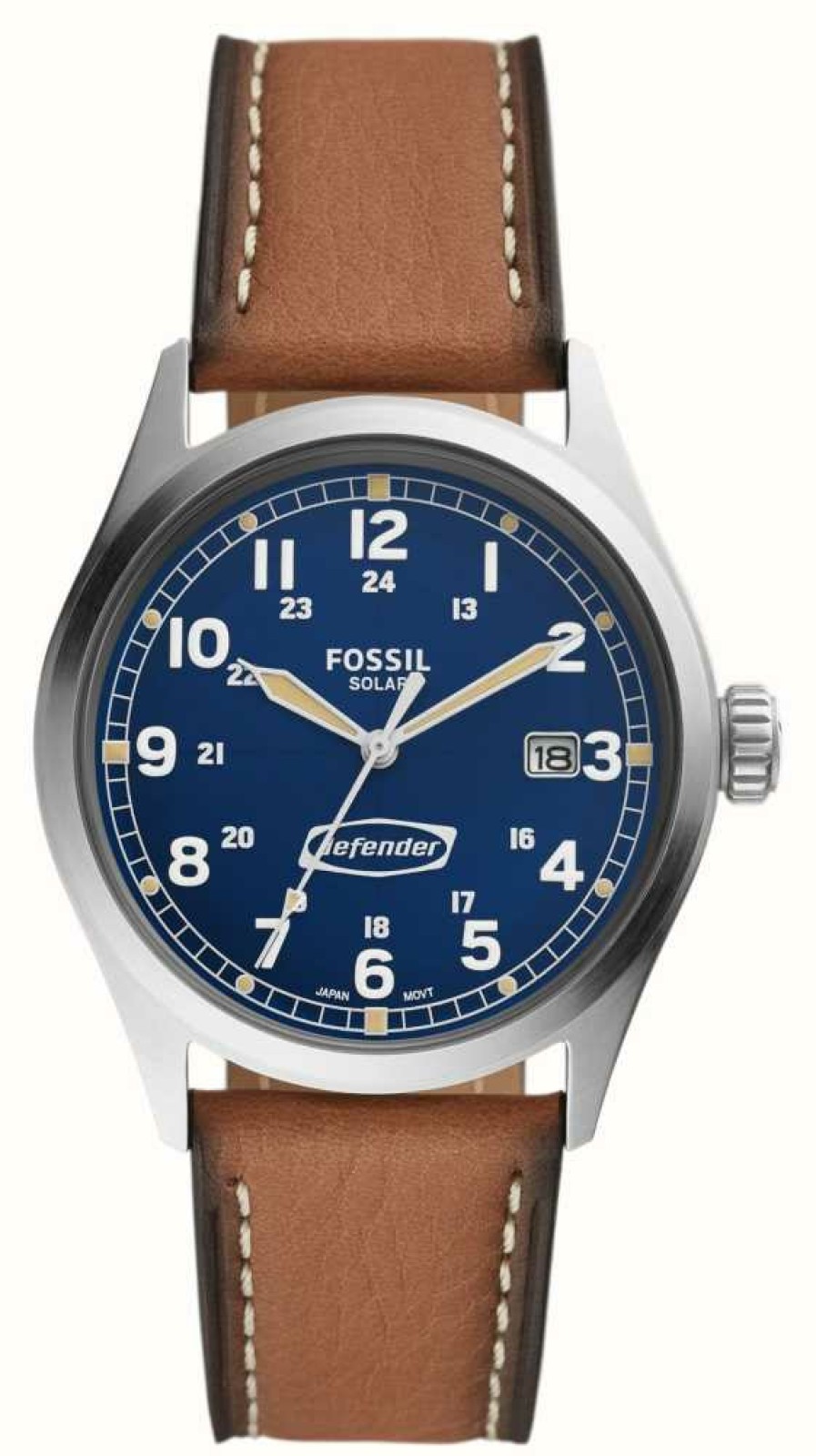 Men'S Fossil | Fossil Defender | Blue Dial | Brown Eco Leather Strap