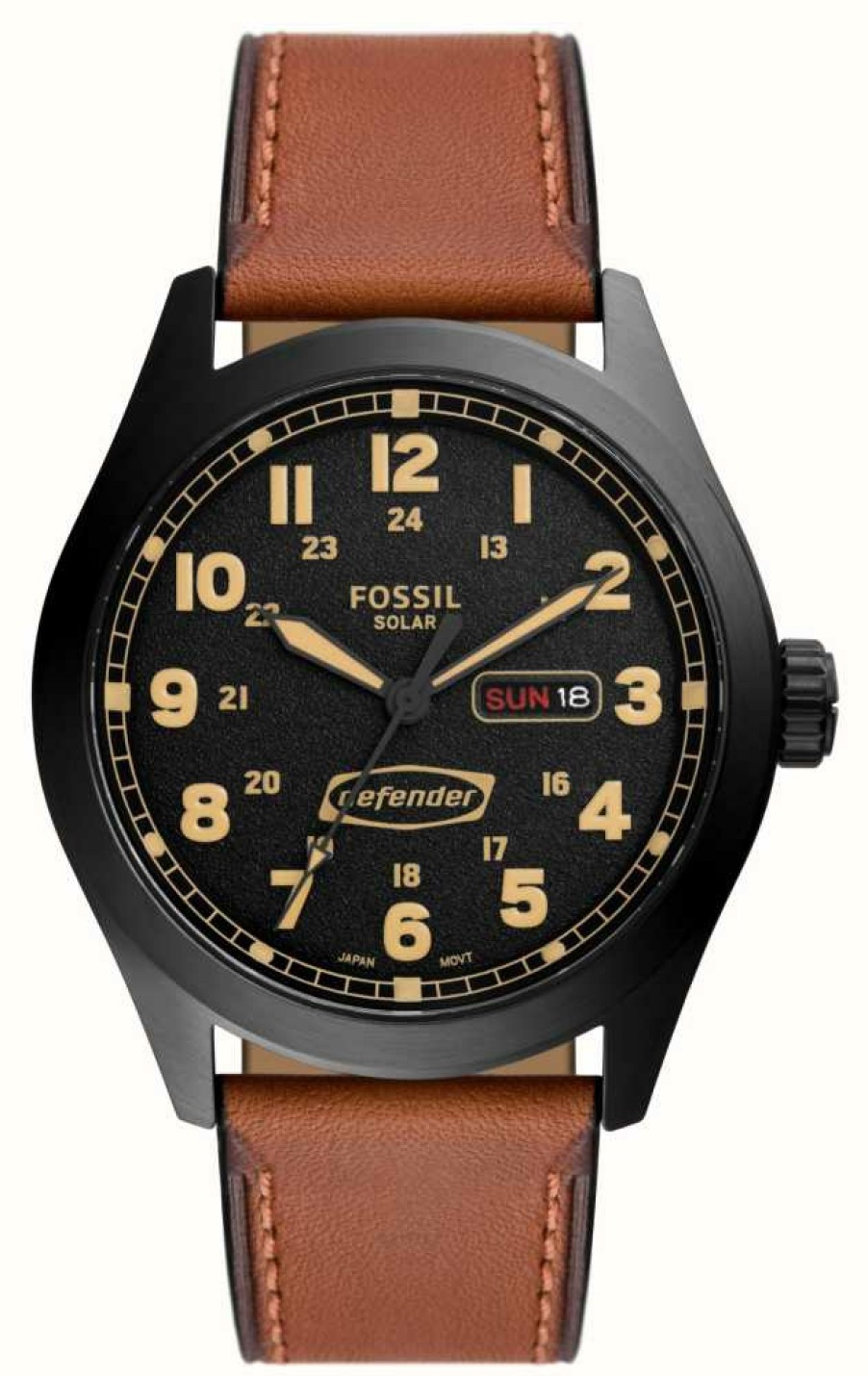 Men'S Fossil | Fossil Defender | Black Dial | Brown Eco Leather Strap