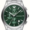 Men'S Emporio Armani | Emporio Armani Men'S | Green Chronograph Dial | Stainless Steel Bracelet