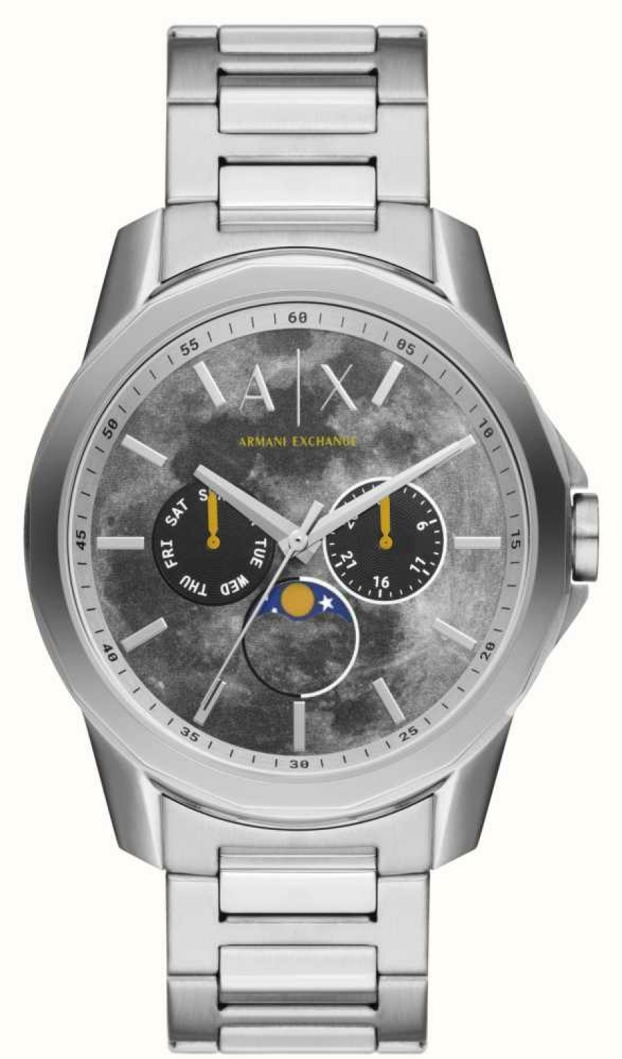 Men'S Armani Exchange | Armani Exchange Men'S | Grey Dial | Moonphase | Stainless Steel Bracelet