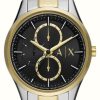 Men'S Armani Exchange | Armani Exchange Men'S | Black Dial | Two-Tone Stainless Steel Bracelet