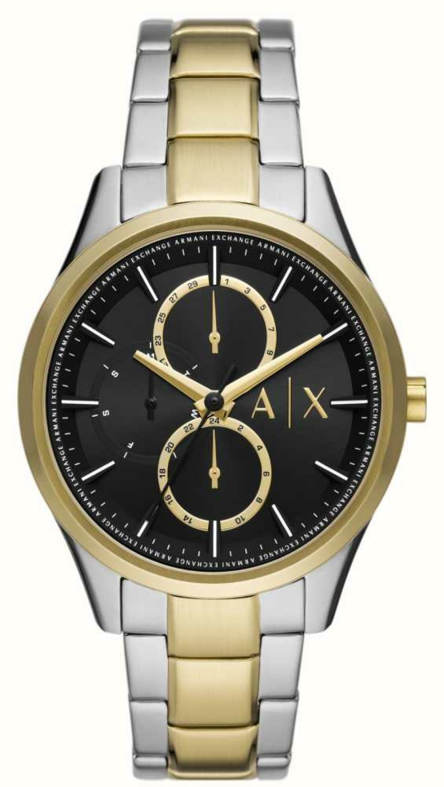 Men'S Armani Exchange | Armani Exchange Men'S | Black Dial | Two-Tone Stainless Steel Bracelet