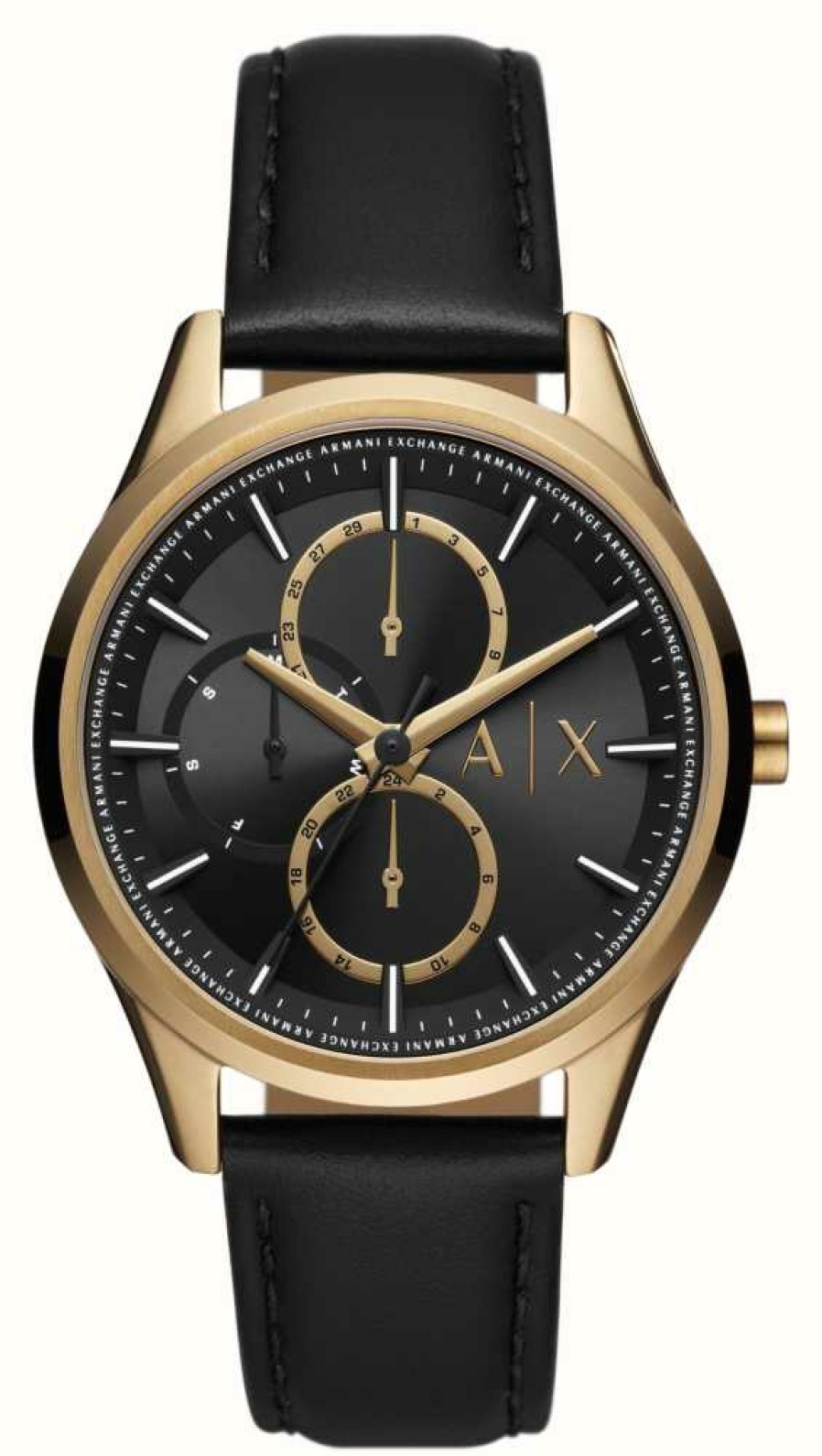 Men'S Armani Exchange | Armani Exchange Men'S | Black Dial | Black Leather Strap